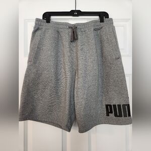 Puma Men's Gray Athletic Logo Shorts